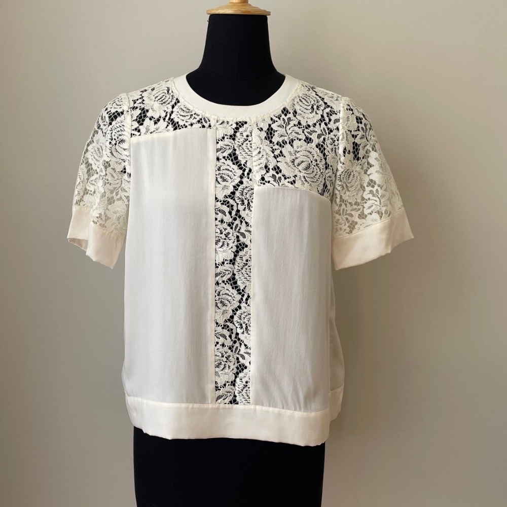 Rebecca Taylor Lace and Silk Tee